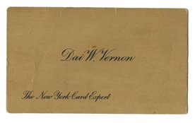 Vernon, Dai. Business Card and Booklet. 1940s.: Vernon, Dai. Business Card and Booklet. 1940s. Including a Vernon “New York Card Expert” business card; and the booklet Select Secrets (1949). Both very good; evidence of scrapbook removal on card