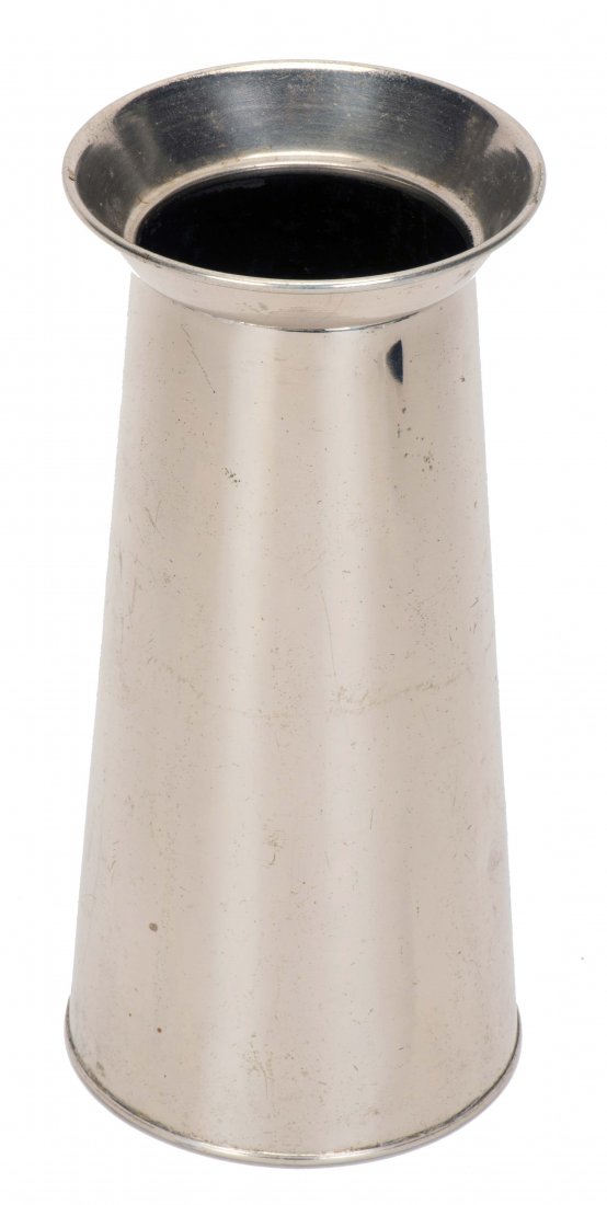 Chinese Water Can. New Haven: Petrie & Lewis (P&L), ca.: Chinese Water Can. New Haven: Petrie & Lewis (P&L), ca. 1930. Liquid poured into the nickel-plated can (7 ½" tall) vanishes. Hallmarked. Two minor dents and some surface wear; good.