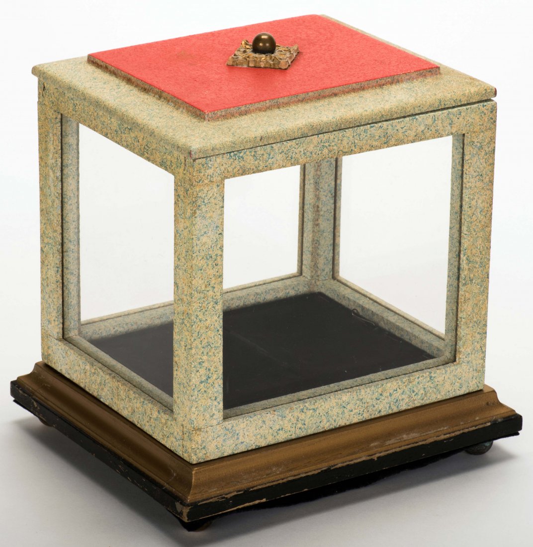 Crystal Casket. Tampa: Warren Hamilton, ca. 1955. An: Crystal Casket. Tampa: Warren Hamilton, ca. 1955. An empty box with Plexiglas sides instantly fills with handkerchiefs or two live canaries. Base 8 ½ x 7 ½". Finish worn; good working condition.