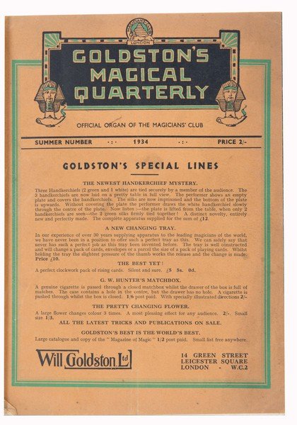 Magical Quarterly. Will Goldston. Quarterly.V1 N1 (1 of 2)