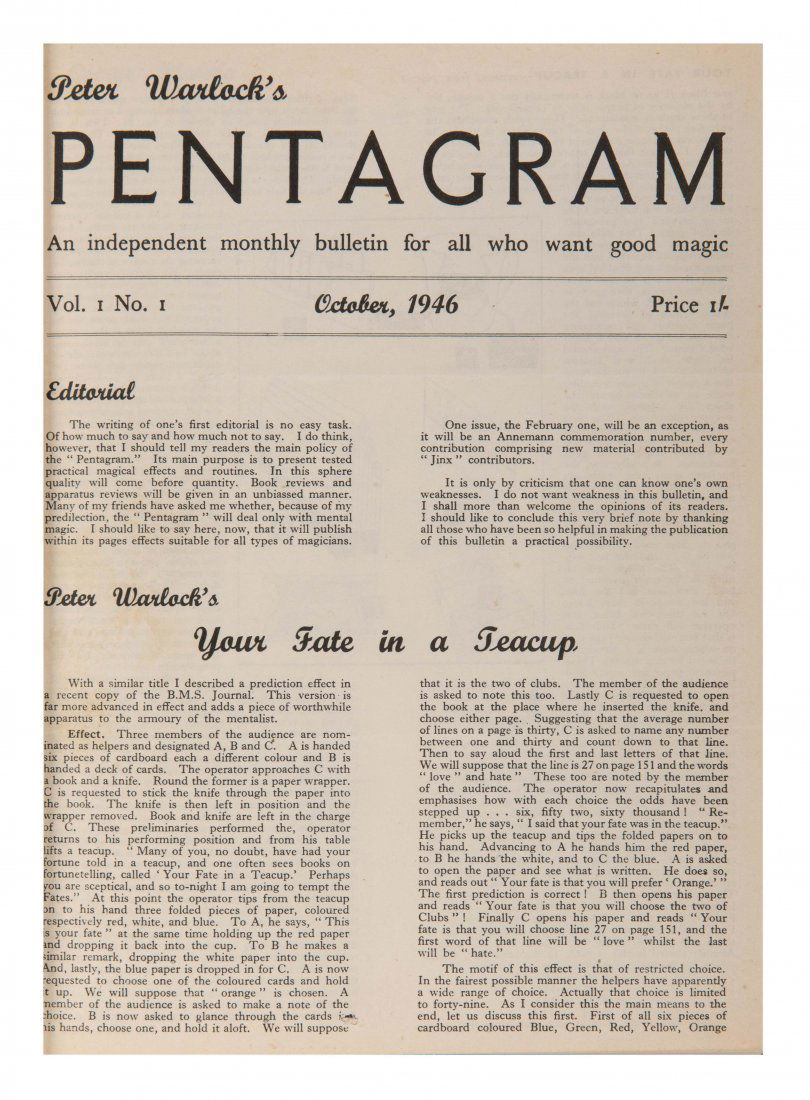 Pentagram. Peter Warlock. V1 N1 (Oct. 1946) – V14 N3 (1 of 2)