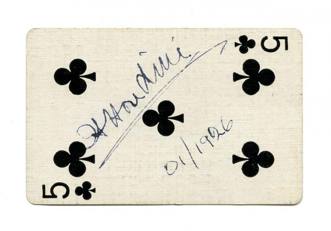 Houdini, Harry. Playing Card Autographed by Houdini. (1 of 1)