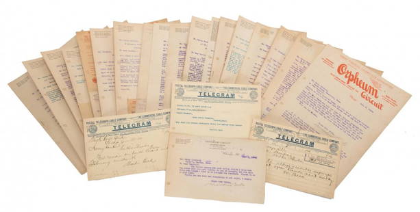 [Houdini, Harry] Archive of Correspondence To Houdini: [Houdini, Harry] Archive of Correspondence To Houdini From His First Manager, Martin Beck, Drawn From Houdini’s Files. Chicago, 1899 – 1902. Twenty-two pieces, comprising typed and a few handwritt