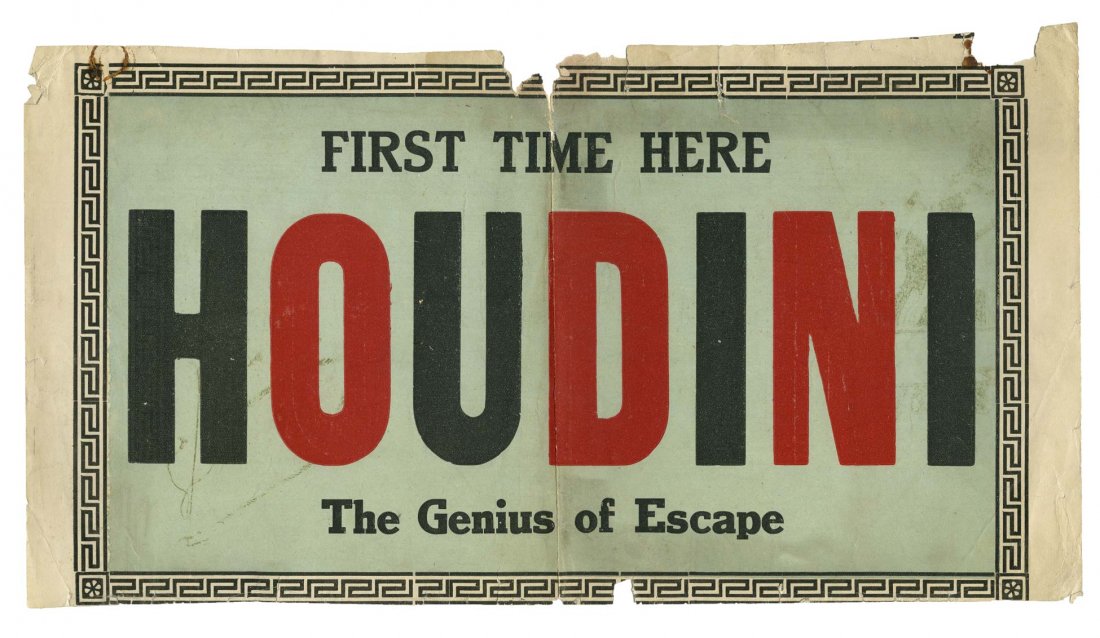 Houdini, Harry. Houdini Poster Fragment. Circa 1910. (1 of 1)
