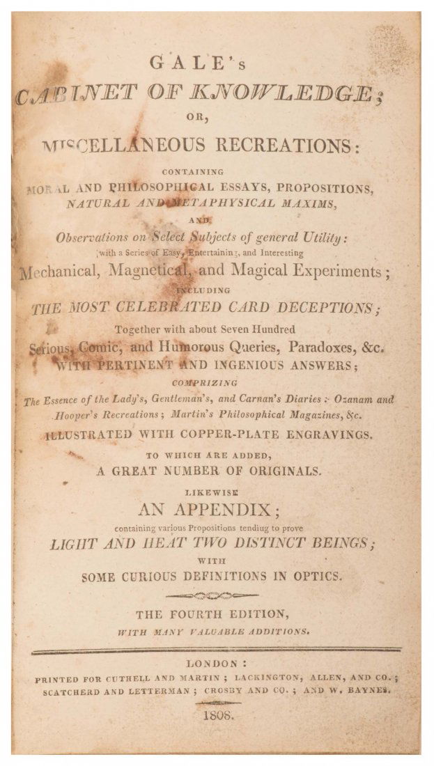 Gale, John. Gale’s Cabinet of Knowledge: or, (1 of 1)