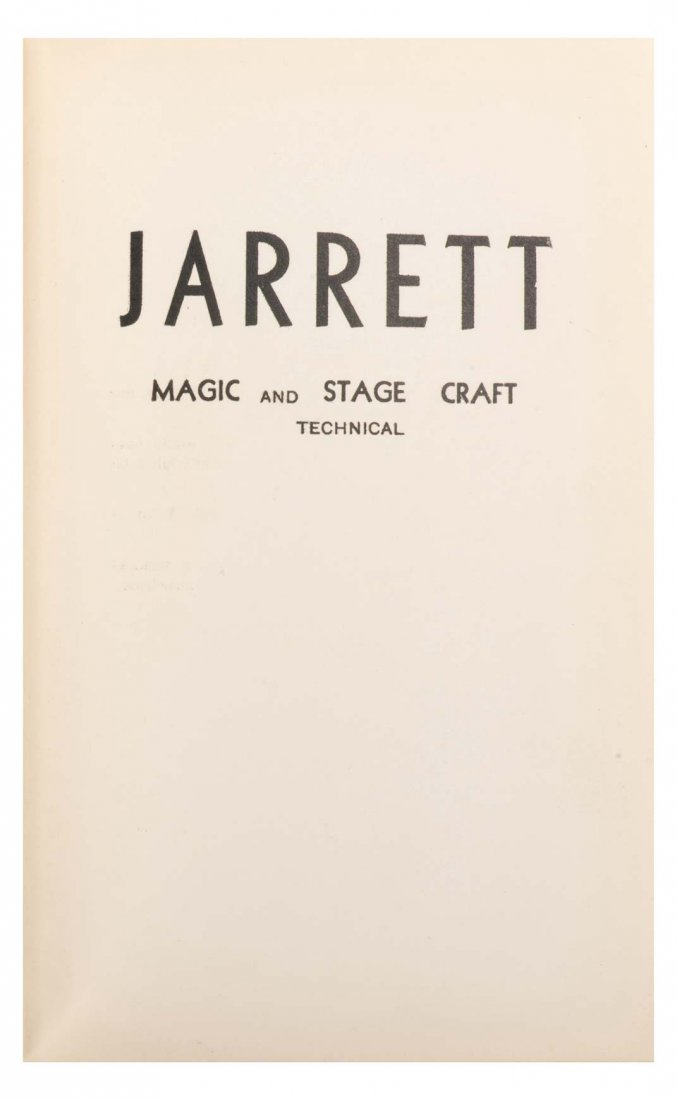 Jarrett, Guy. Magic and Stage Craft Technical. [New (1 of 3)