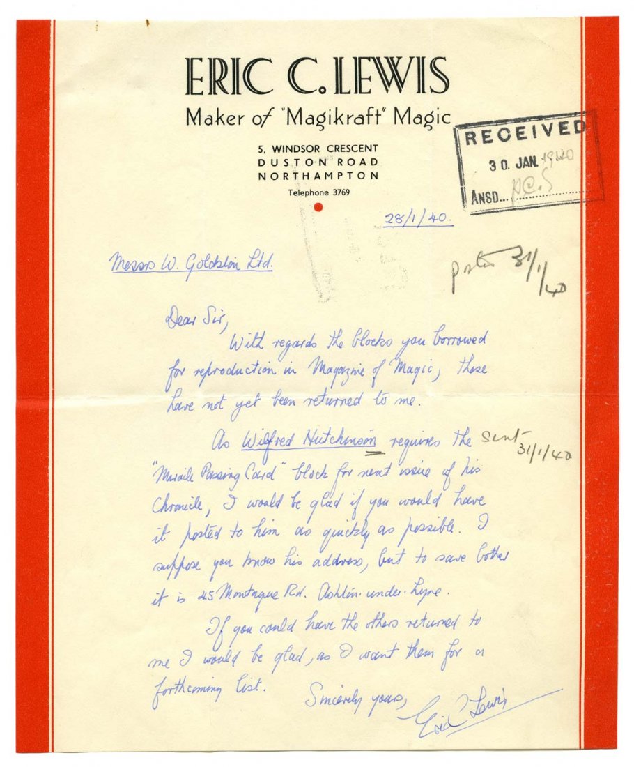 [Goldston, Will] Group of Five Letters to Will (1 of 2)