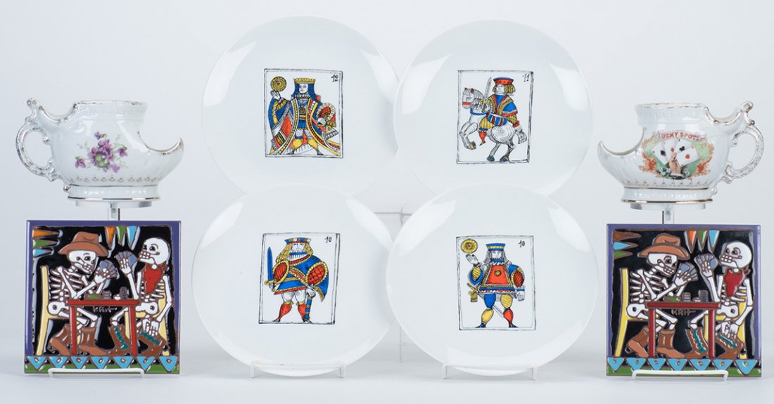 Eight Pieces of Porcelain with Playing Card Depictions. (1 of 1)