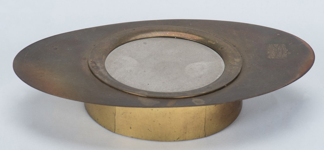 Brass and Mirror Ashtray. P.C.P. Booty, American, Oct. (1 of 1)