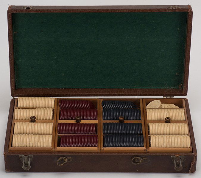 Cased Set of 371 Clay Equestrian Poker Chips. Circa (1 of 2)