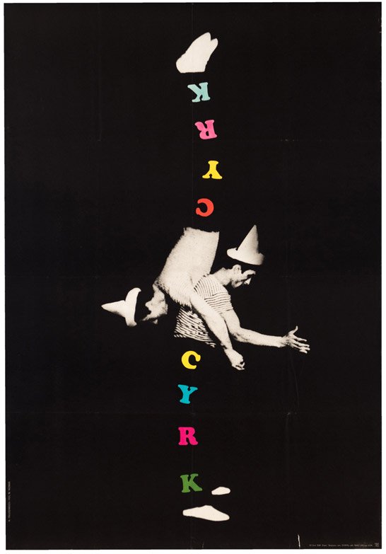 Freudenreich, Marek. Cyrk. Poland: P.Z. Graf. RSW, ca.: Freudenreich, Marek. Cyrk. Poland: P.Z. Graf. RSW, ca. 1970s. A pair of mimes with the word “Cyrk” filling in their legs. 26 x 37 ¾”. Folded, short marginal tear.