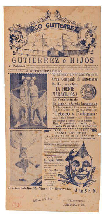 Group of Three Mexican Circus Broadsides. Various dates (1 of 2)