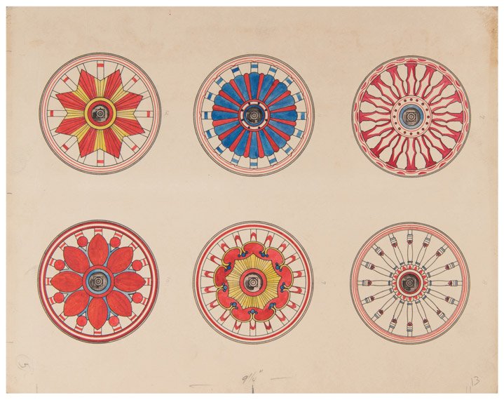 Original Circus Wagon Wheel Designs. Artist unknown, (1 of 1)