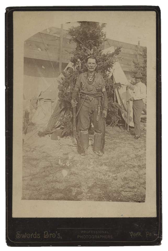 Cabinet Card Photo of Frontiersman in Native American (1 of 1)