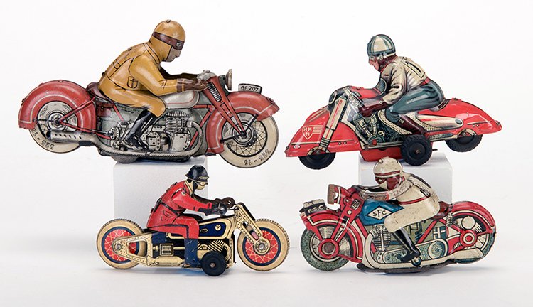 Group of Four Vintage Red Motorcycles. Various makers (1 of 1)