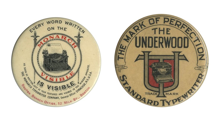 Two Typewriter Pocket Mirrors. Circa 1930. Round (1 of 1)
