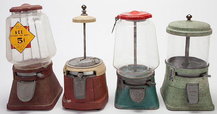 Four Miscellaneous Peanut and Gum Vending Machines. (1 of 1)