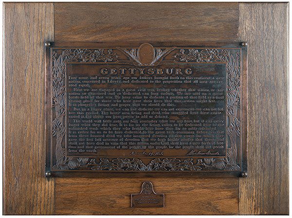 Gettysburg Address Bronze Plaque. Mid-twentieth (1 of 1)