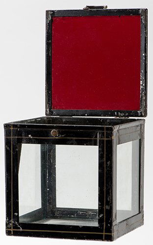 Crystal Casket. European, ca. 1880. A quantity of silk (1 of 1)