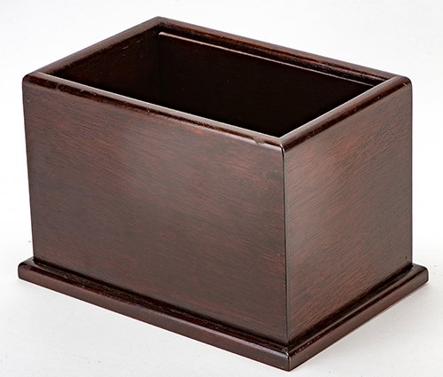 "Jap" Handkerchief Box. Los Angeles: F.G. Thayer, ca.: "Jap" Handkerchief Box. Los Angeles: F.G. Thayer, ca. 1935. Silk handkerchiefs appear in an empty box with a removable bottom. Fine mahogany construction. Single-flap non-locking model. 8 _ x 5 _ x 6"