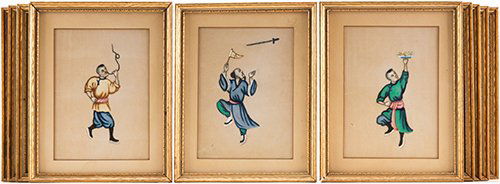 Set of Ten Paintings on Pith. China, late 19th century. (1 of 3)