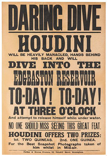 Houdini, Harry (Ehrich Weiss). Houdini – Daring Dive (1 of 1)