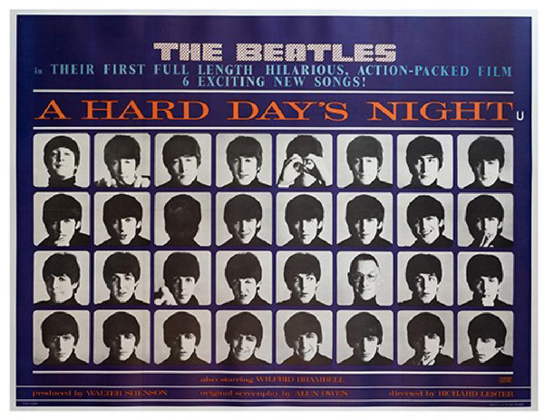 A Hard Day’s Night.: A Hard Day’s Night. United Artists, 1964. Stafford & Co., Ltd., Nottingham and London. British quad (30 x 40”) poster. This scarce country-of-origin quad is one of the rarest Beatles posters. Stro
