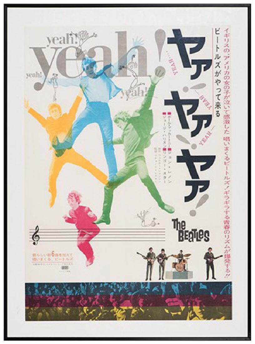 A Hard Day’s Night.: A Hard Day’s Night. United Artists, 1964. Japanese B2 (20 x 28”). Color offset poster for the Japanese release of the British comedy featuring The Beatles in their first feature film. Linen-backed
