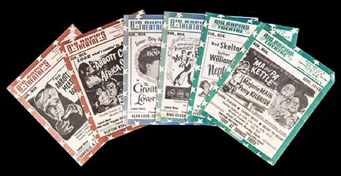 Collection of Promotional Movie Theater Mailers.: Collection of Promotional Movie Theater Mailers. Big Rapids, Michigan Theatre, 1940s. Approximately 35 brochures advertising coming features, including films such as Judy Garland in The Good Old Summe