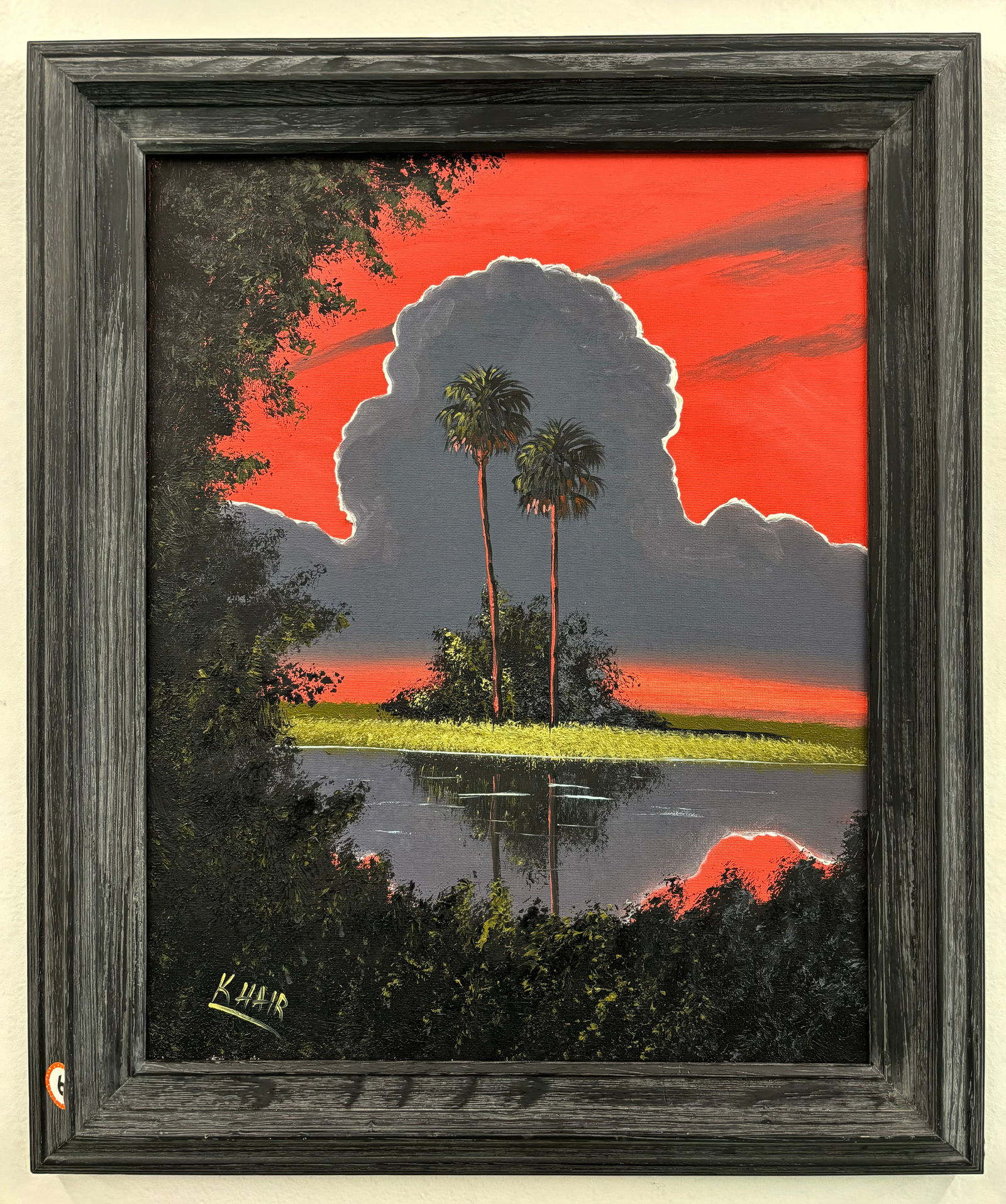 Kelvin Hair " Red Fire Sky" 22X18 Oil on Canvas, Florida Highwaymen Painting (1 of 4)