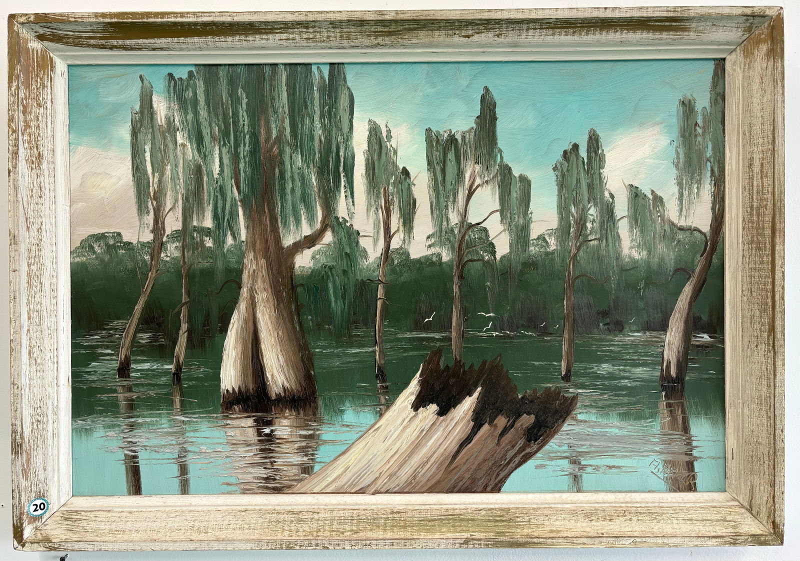 Alfred Hair "Tree Trunks" 24X36 Oil on Upson, Florida Highwaymen Painting (1 of 5)