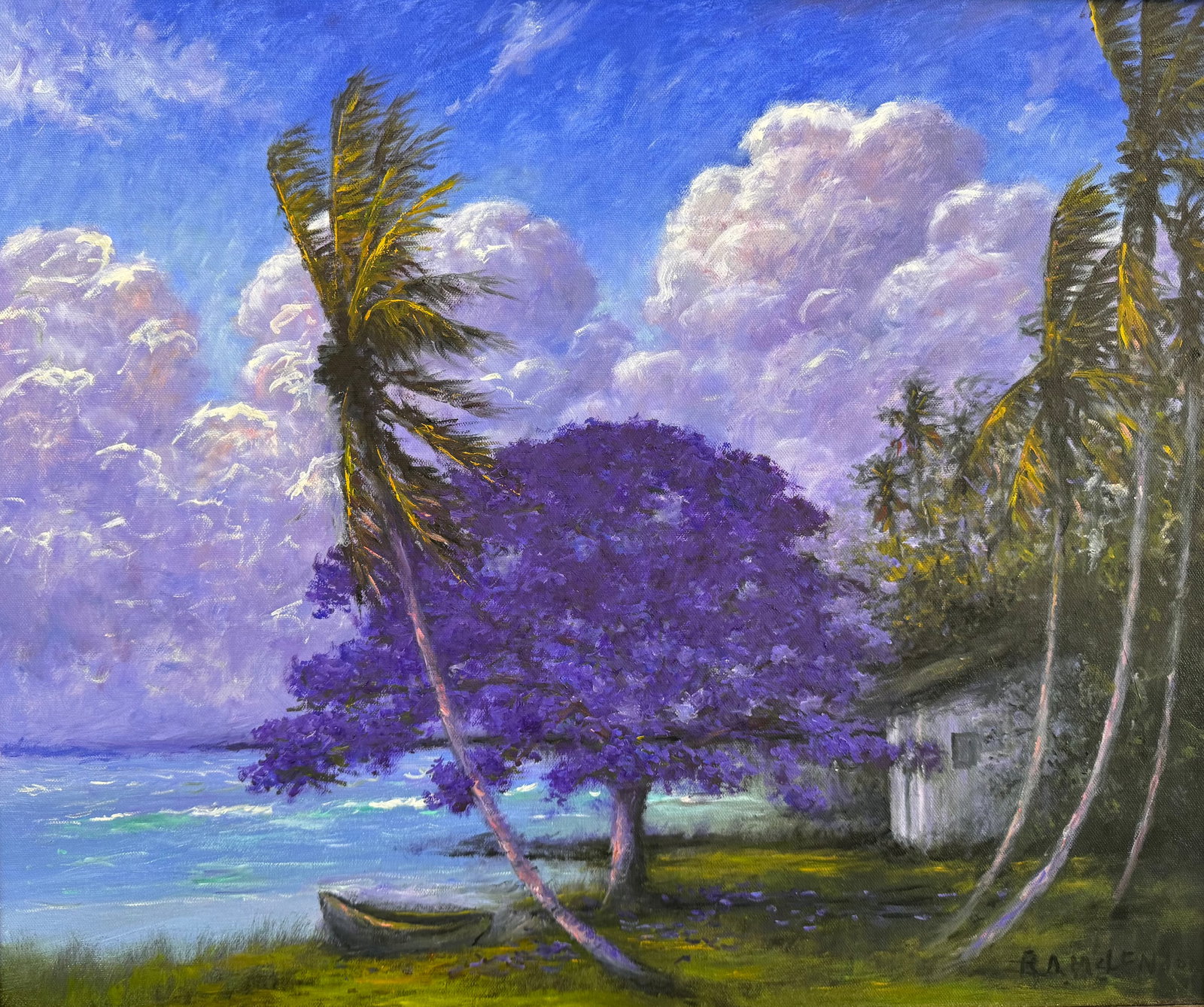 R.A. Mclendon, 'Purple Jacaranda', Florida Highwaymen Canvas Painting, 20"x24" (1 of 4)