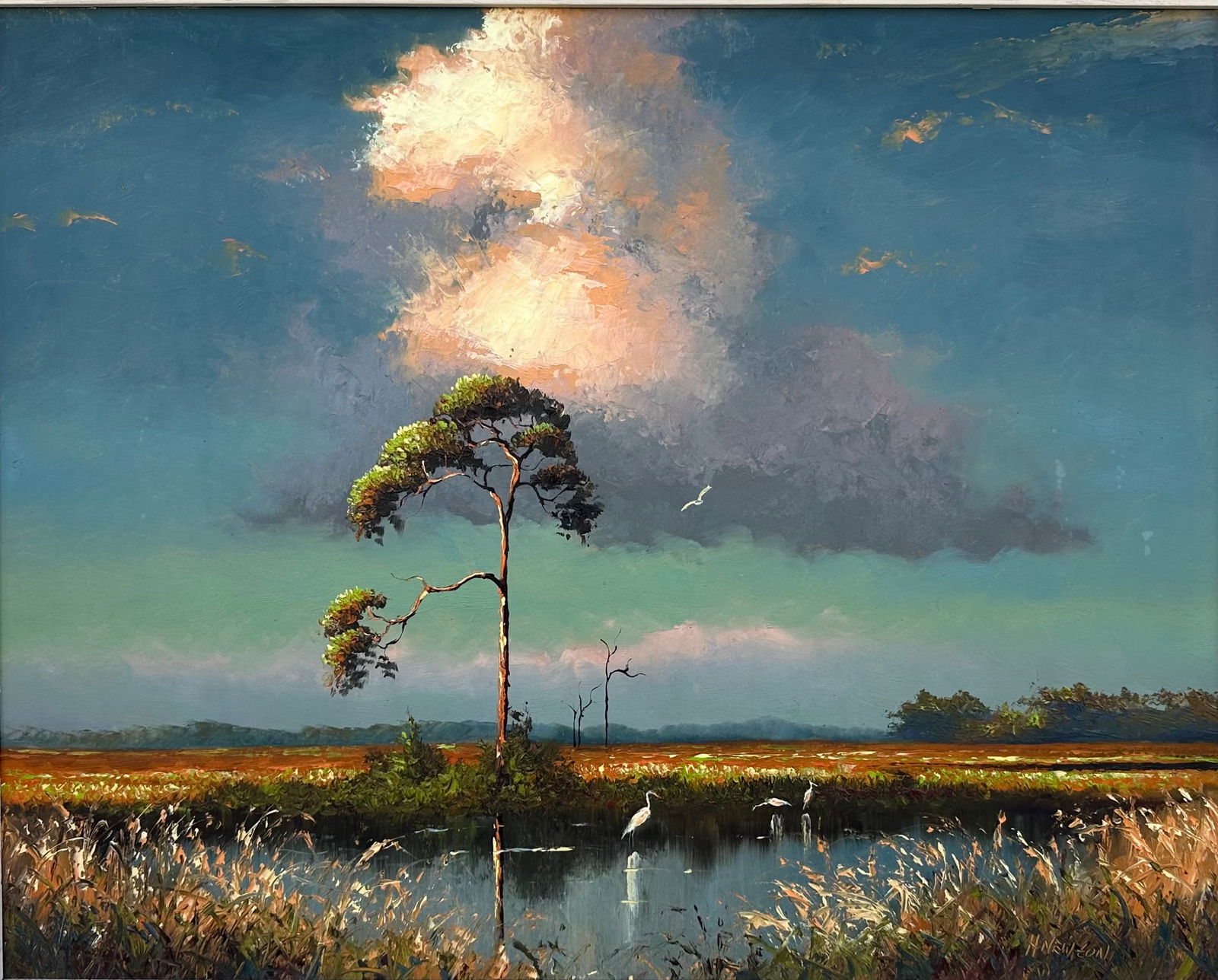 Harold Newton, "Pine Backwater", Florida Highwaymen Upson Oil Painting, 24"x30" (1 of 4)