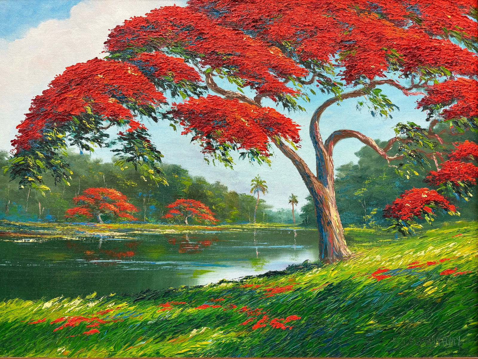 Ahmed Eltemtamy, "Full Bloom", Florida Landscape Canvas Board Oil Painting, 18"x24" (1 of 4)