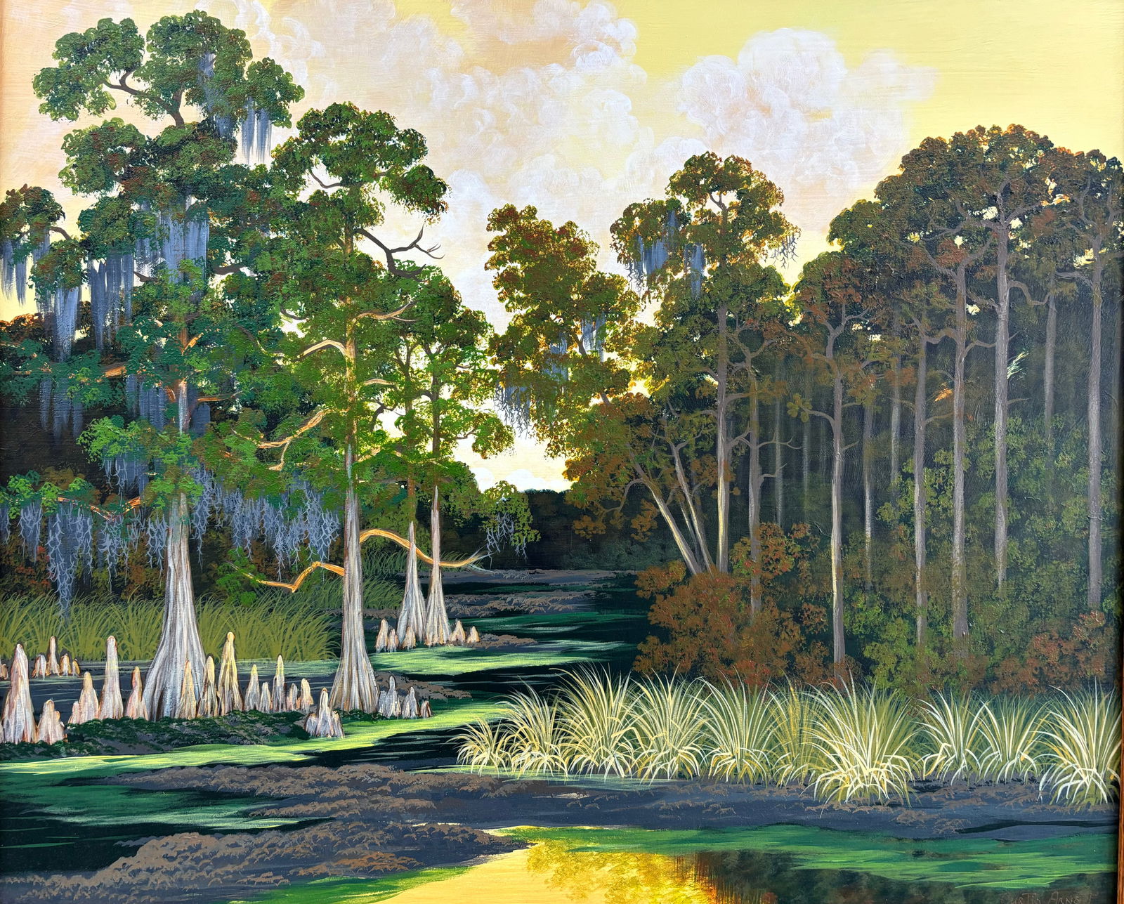 Curtis Arnette, "Cypress Paradise", Florida Highwaymen Masonite Oil Painting, 20"x24" (1 of 4)