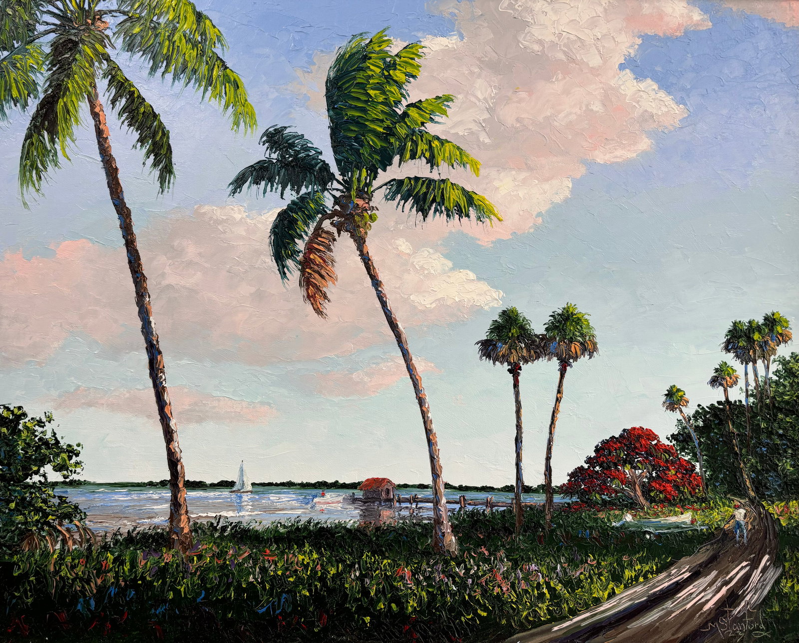 Mark Stanford, "River Road - Florida Landscape", Canvas Board Oil Painting, 24"x30" (1 of 4)