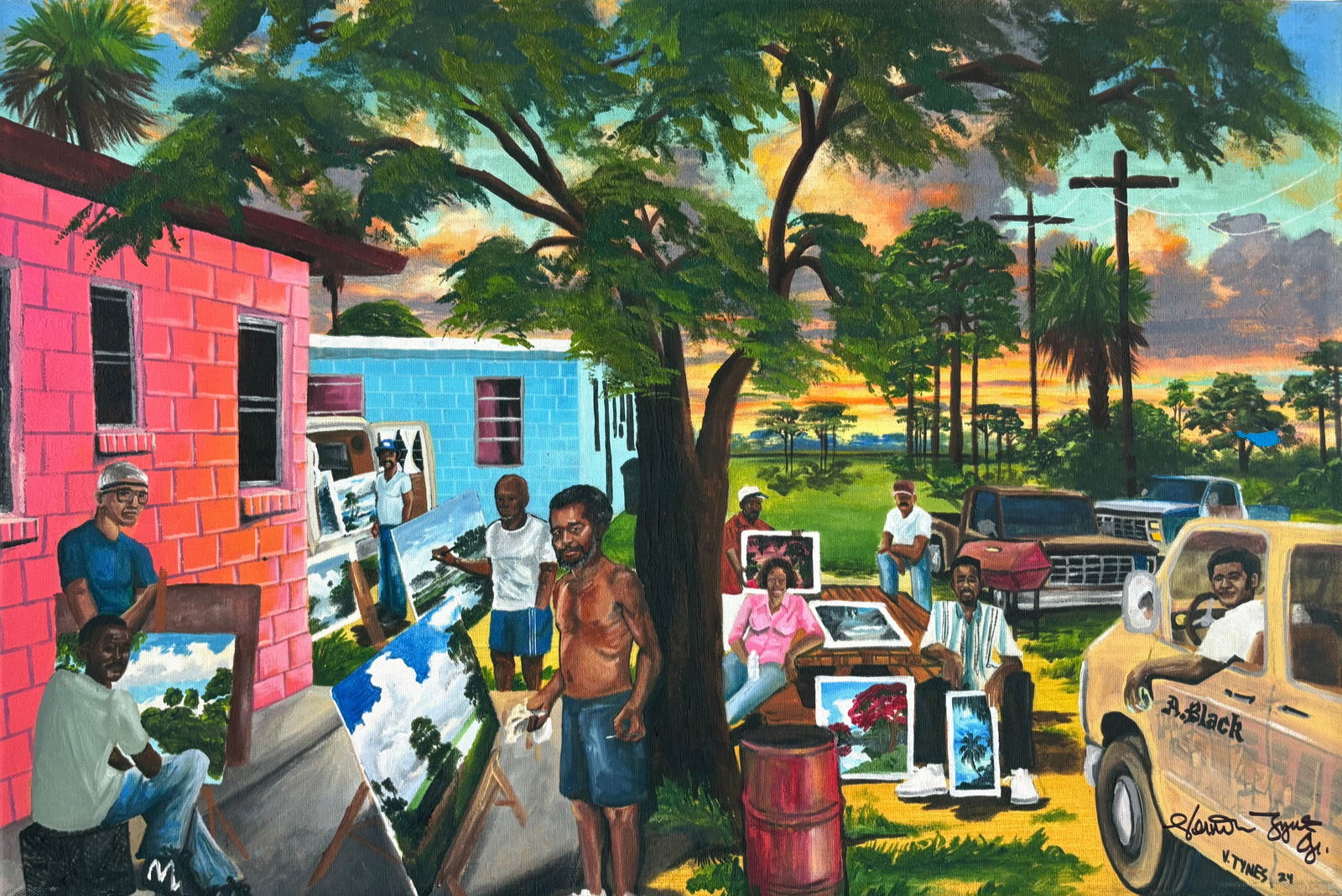 Vernon Tynes "Backyard Bash Giclee" Signed Giclee on Canvas 16"X24" (1 of 4)