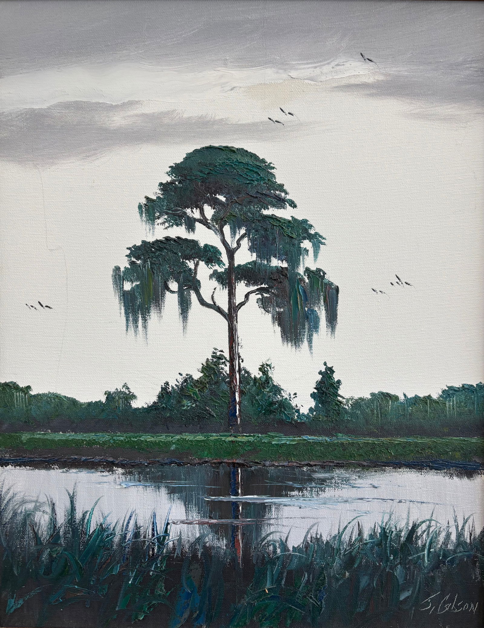 James Gibson, "Lone Pine" Florida Highwaymen Canvas Oil Painting 20"X16" (1 of 4)