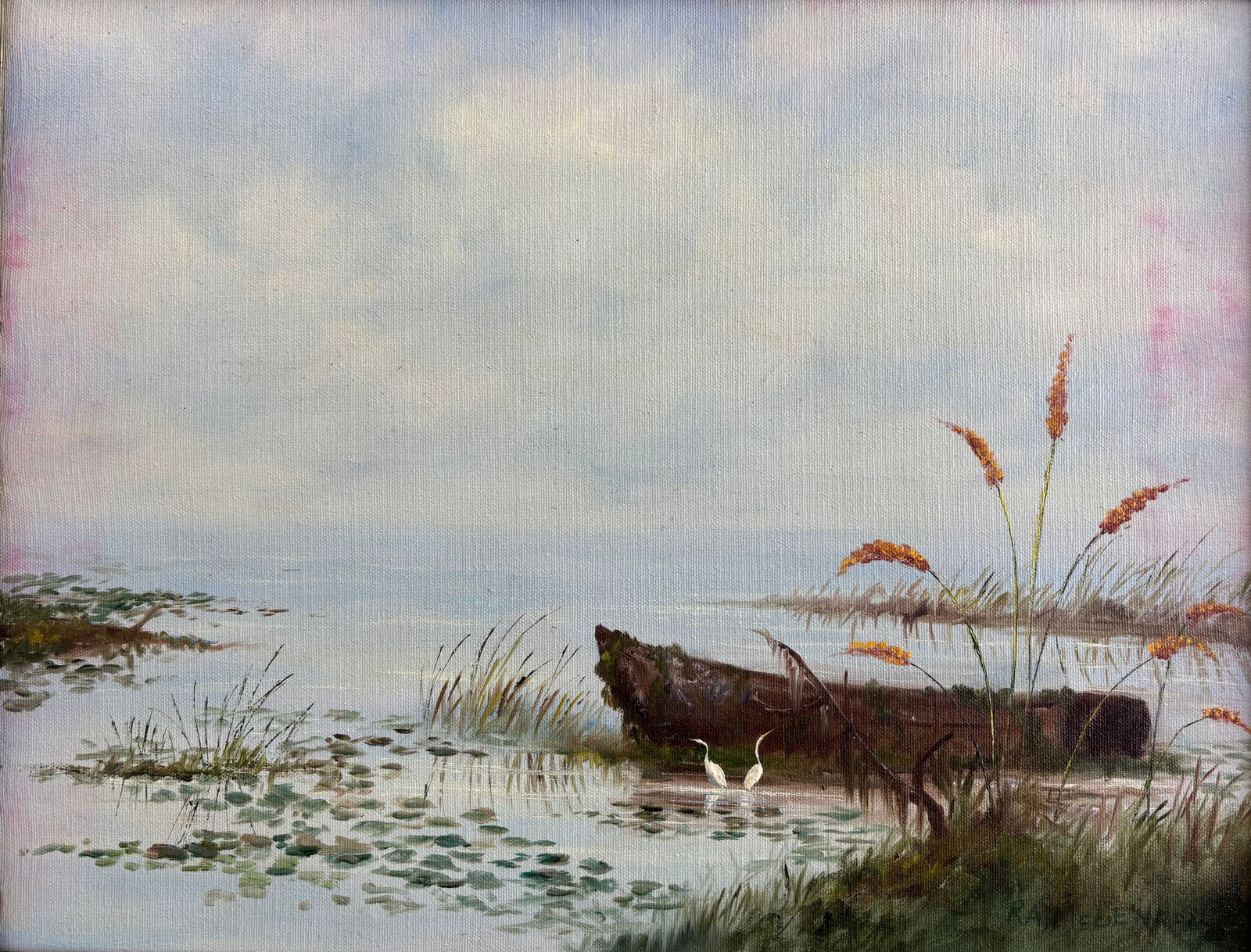 R.A. Mclendon, "Better Days Skiff" Florida Highwaymen Canvas Oil Painting 14"X18" (1 of 4)