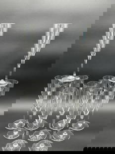 Baccarat Crystal Glasses Lot of 11 (Long): Type: Baccarat Crystal Glasses Quantity: Lot of 11 Dimensions: Length: 9.25" Width: 2.75" Depth: 5" Origin: France