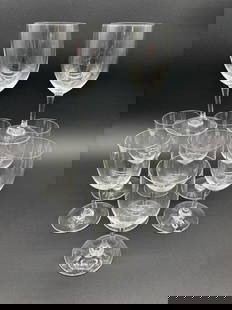 Baccarat Crystal Glasses - Lot of 9 (Medium Height): Type: Baccarat Crystal Glasses Quantity: Lot of 9 Dimensions: Length: 6" Width: 2.5" Depth: 3.5" Origin: France