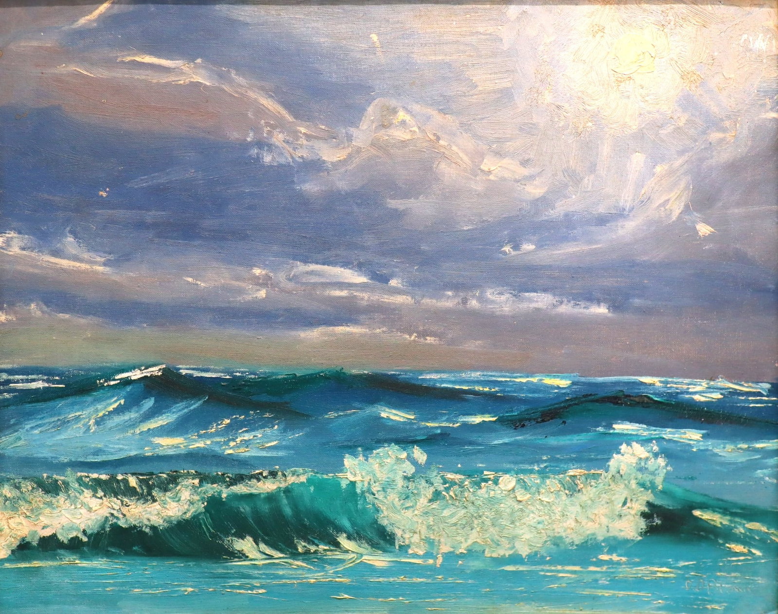 D.D. Brown - Florida Artist, 'Turbulent Sea', Canvas Board Painting, 16"x20": Artist: Don. D.D. Brown(1947 - 2024) Title: Turbulent Sea Surface: Canvas Board Medium: Oil Paint Frame Size: 22.75"x18.75" inches Surface Size: 15.5"x19.5" inches Artist Bio: Don served as the first 