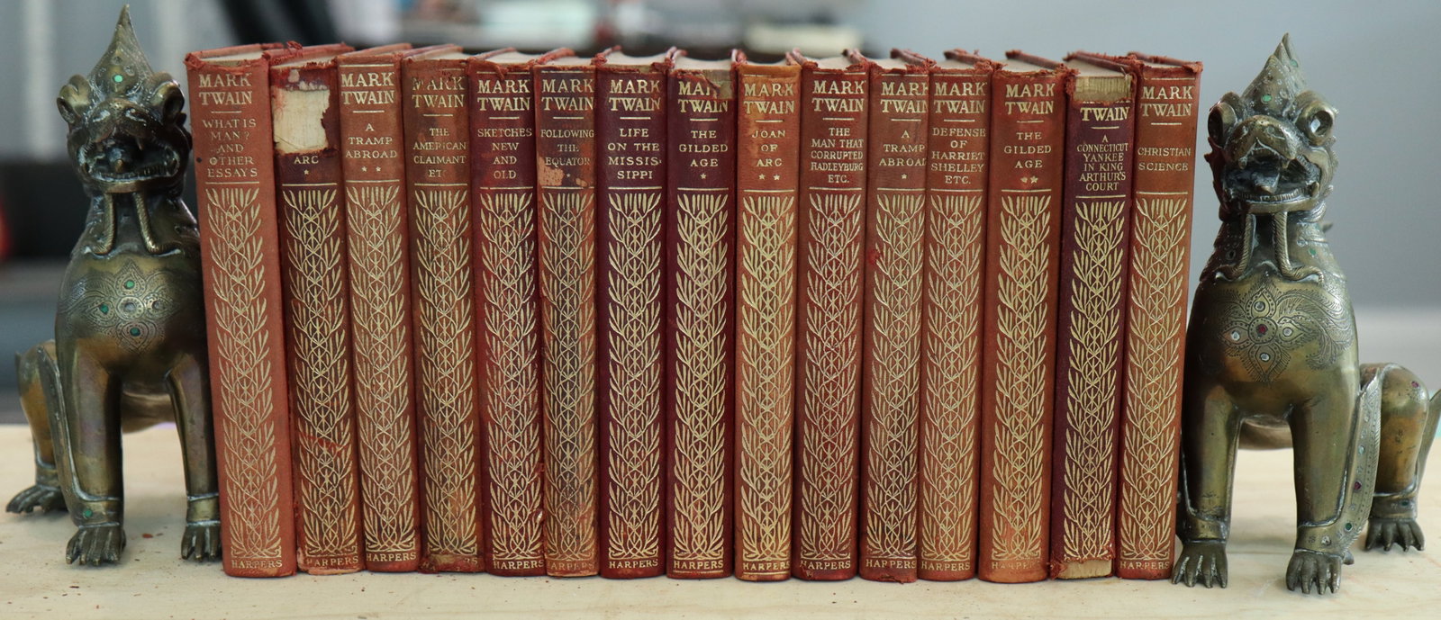 Mark Twain (Samuel Clemens) Collection Antique Book Lot: Author(s): Mark Twain Book Title: Various Size in inches: 7.375 x 4.875" Origin: New York & London Author Bio: Samuel Langhorne Clemens (November 30, 1835 – April 21, 1910), known by the pen name Ma