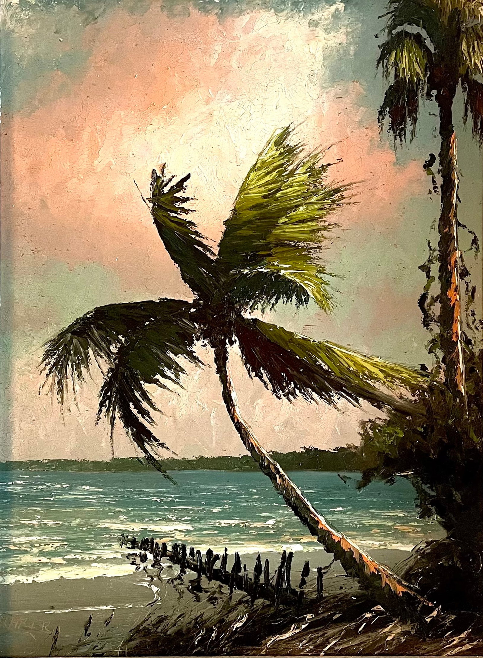 Coastal Motion – THE Alfred Hair Palm, 23x17in Florida Highwaymen painting (1 of 5)