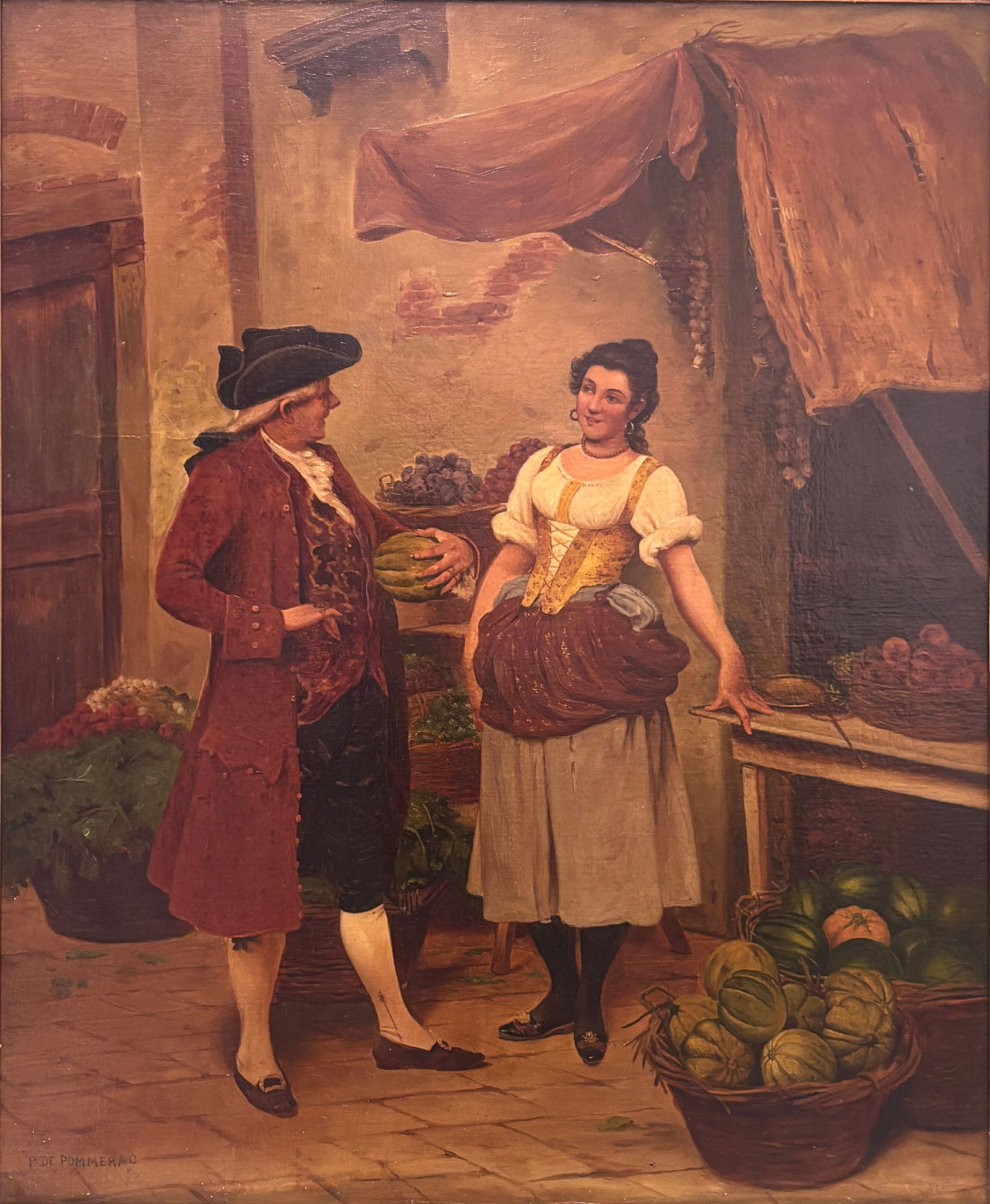 P. de Pommerac - Market Conversation, 30x25in (1 of 5)