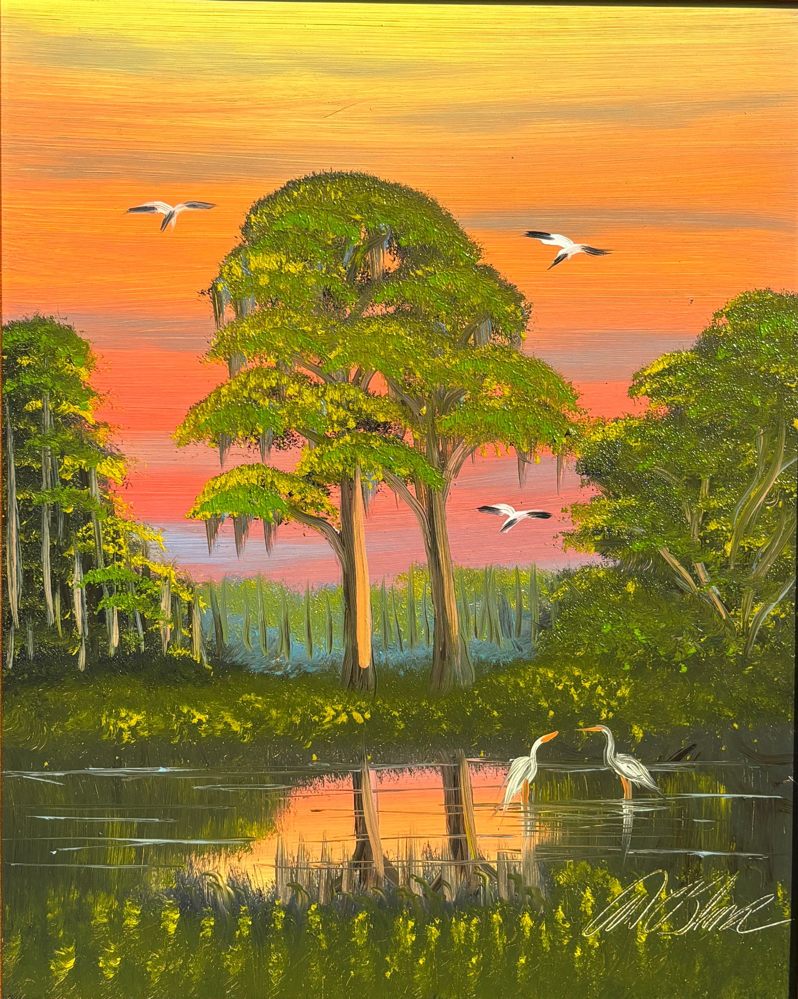 Al Black, Florida Highwaymen Painting "Cypress SunScape" 20 x 16 (1 of 5)
