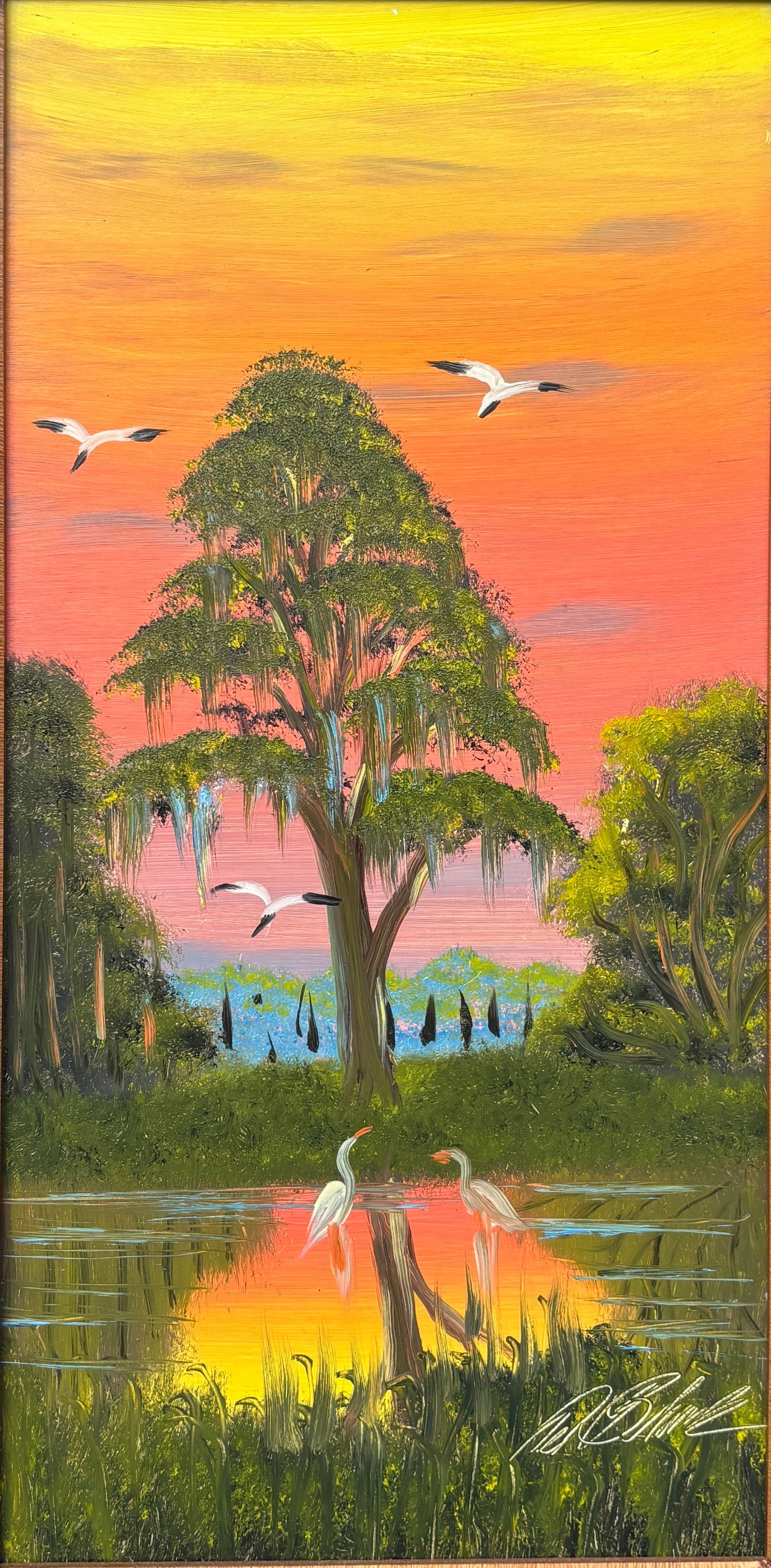 Al Black, Florida Highwaymen Painting “Sunfall Reflected" 26 x 14 (1 of 5)