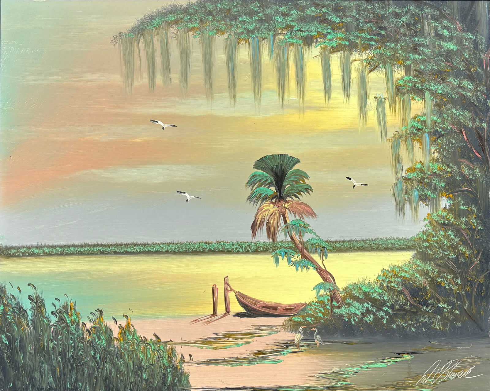 Al Black, Florida Highwaymen Painting “Hushed Anchorage" 24 x 30 (1 of 5)