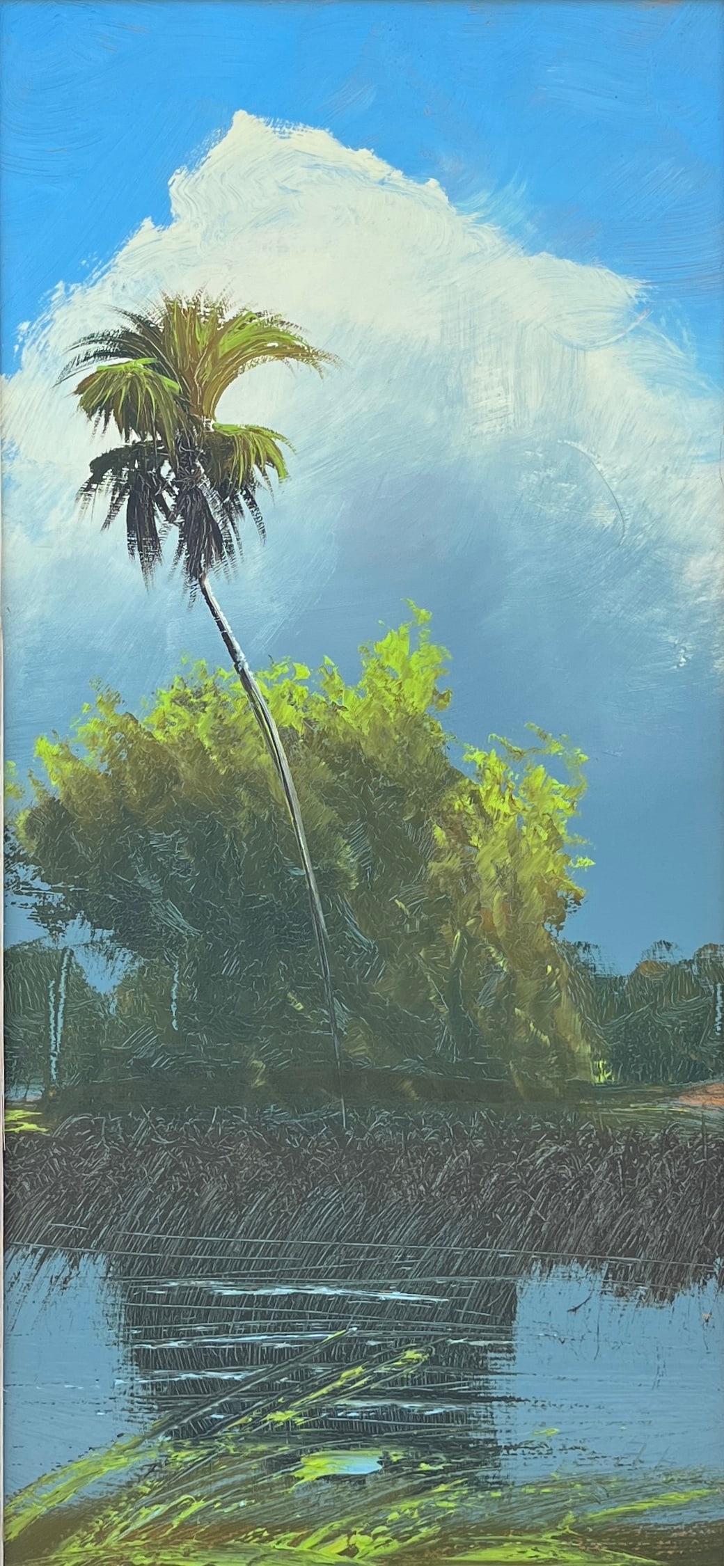 Alfred Hair, Florida Highwaymen Painting “Blue Ascension" 10.5 x 22.5 (1 of 5)