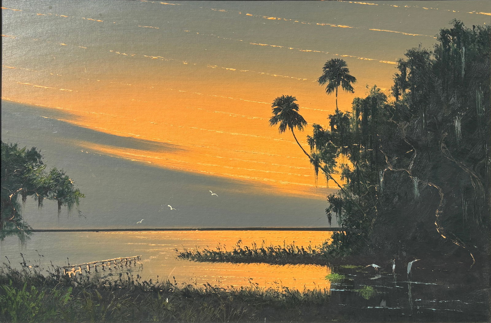 Willie Daniels, Unsigned Florida Highwaymen Painting “Copper Horizon" 24 x 36 (1 of 4)